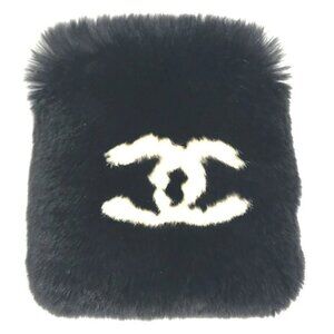 CHANEL CC CC Mark logo fur Accessory Jewelry Bangle Bracelet fur Black/White